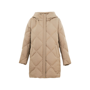 HONRN/红人连帽双头拉链羊毛白鹅绒羽绒服外套女款冬季HI55YR464