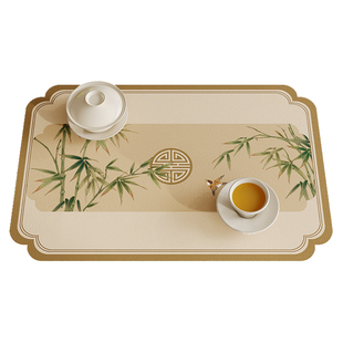 冉忆中式禅意厨房台面沥水垫隔热杯碗垫速干吸水洗手吧台垫竹枝词