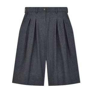 EMPORIO ARMANI/阿玛尼秋冬新款女士宽松阔腿商务打褶百慕大短裤