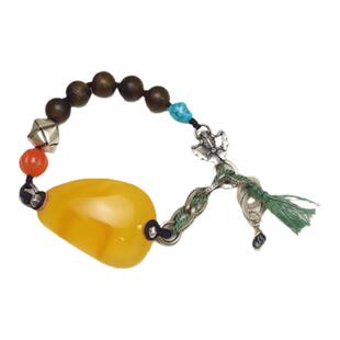 二姐家珠宝定制时尚简约通勤手工精编绳艺藏风森系琥珀蜜蜡原矿女