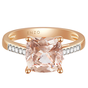 ENZO「经典彩宝」系列18K金摩根石钻石戒指女 EZV498新春礼物