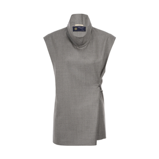 LYNEE【黑标静奢套装】意大利进口叠穿造型感羊毛背心式上衣/半裙