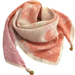 磁扣方巾女新款搭配韩系围脖护颈小围巾春秋冬季棉质高级感减龄