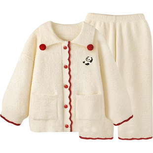 睡衣女款冬季加厚半边绒保暖高级感2026新款可外穿家居服大码套装