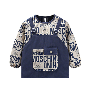 秋冬儿童罩衣宝宝吃饭围兜防水防脏男童灯芯绒洋气护衣围裙反穿衣