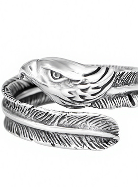 925纯银男士复古老鹰开口戒