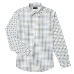 Hazzys哈吉斯夏季男士上衣长袖衬衫韩版修身格纹衬衣外套男潮流