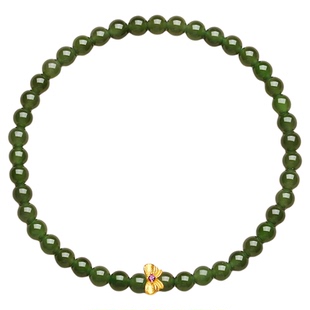 天然俄料碧玉无黑点小米珠手串女925银蝴蝶清新珠子串珠手饰手链