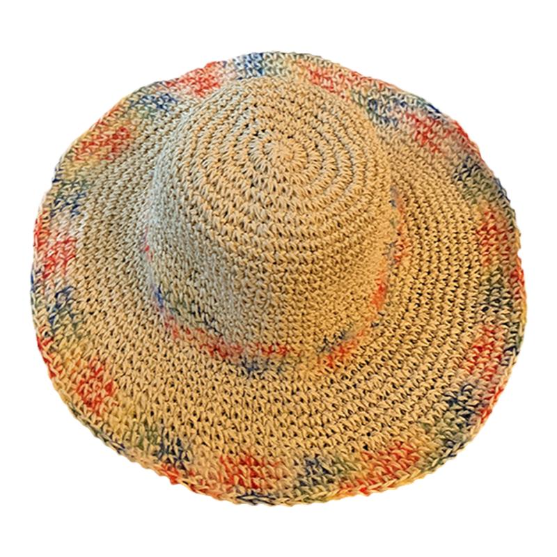 彩色编织草帽女夏季遮阳防晒帽