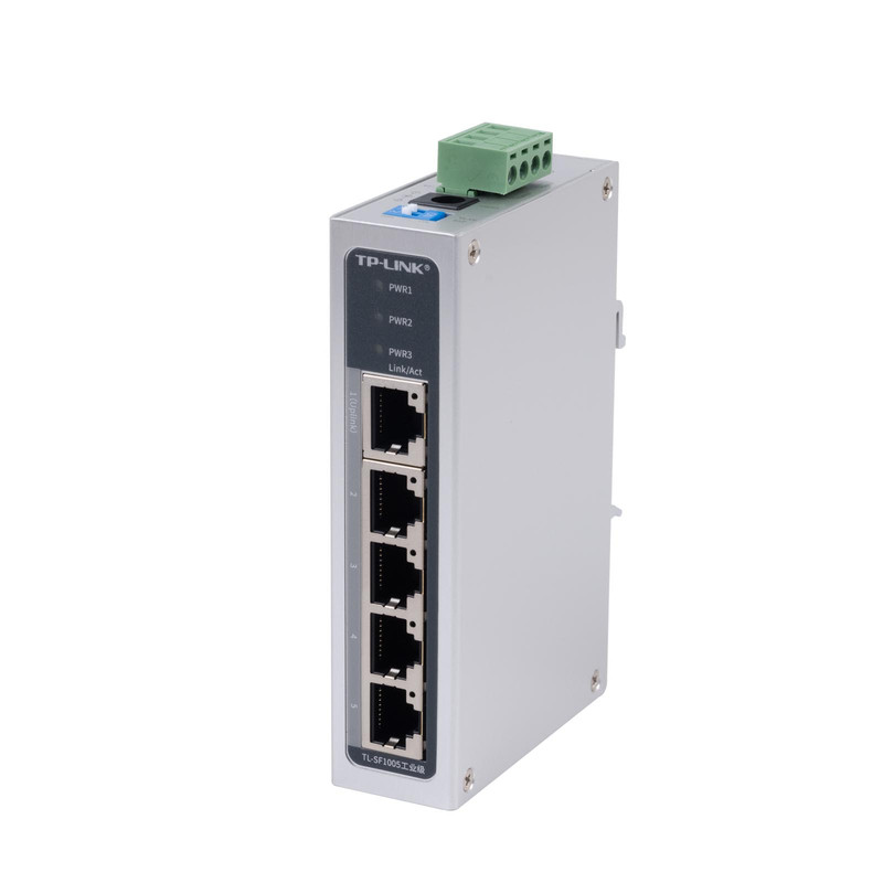 普联TP-LINK TL-SF1005工业级5/8/10/16/26口百兆/千兆poe供电网络交换机导轨式 耐高低温 12V24V48V光口上联