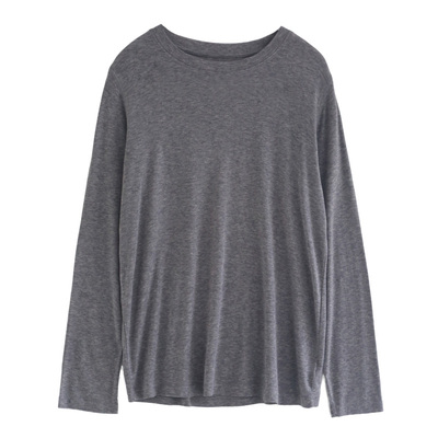 徐大脸吖定制 云朵天丝羊毛舒服打底衫早春宽松慵懒长袖白色T恤女