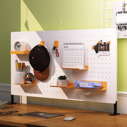 桌面洞洞板置物架免打孔可办公室挡板展示架收纳书桌立式电脑隔板