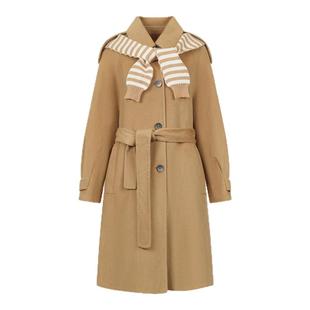 DTLANDO冬季款女装时尚保暖气质翻领设计感中长款双面呢大衣外套