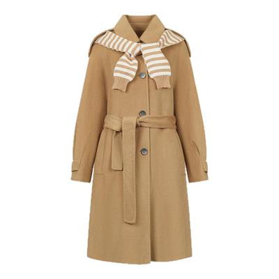 DTLANDO冬季款女装时尚保暖气质翻领设计感中长款双面呢大衣外套