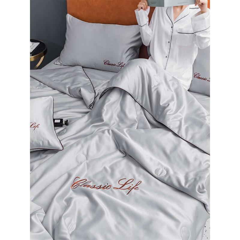 可水洗夏被冰丝空调被夏凉被床单三四件套夏季薄被子春秋被芯夏天