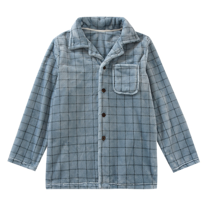 睡衣加厚单件上衣男士日系格子