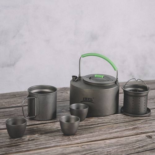 BRS兄弟纯钛功夫茶具套装 户外旅行露营便携钛茶壶烧水壶茶杯TC02