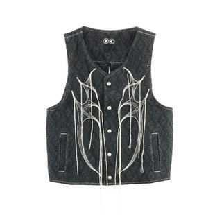 THUG CLUB 荆棘飞线纽扣马甲夹克 24SS TRIBAL TREE DENIM VEST