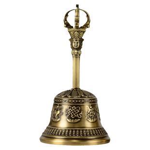 欧斯特五股金刚铃杵八吉祥雕花铜铃铛青铜雕花手摇铜铃摆件