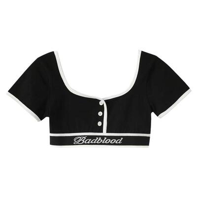 badblood字母刺绣运动短袖T恤