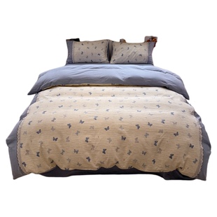 A类全棉双层纱花边四件套纯棉被套床单被罩床笠学生宿舍三件套件4