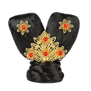 儿童汉服假发女童古装飞天发髻敦煌舞蹈演出古风发型表演头饰发包