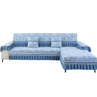 新款加厚雪尼尔沙发垫四季通用防滑坐垫子三座一贵妃沙发套罩盖巾