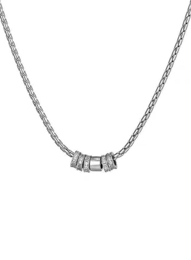 个性百搭闪钻圆环吊坠钛钢项链