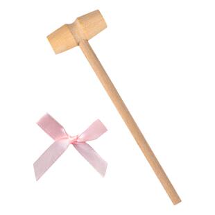 迷你木槌小木锤加蝴蝶结圆木锤木榔头小锤子烘焙蛋糕工具14.7厘米