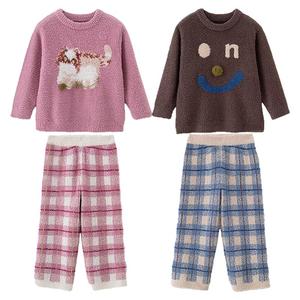 小黑托昵半边绒加绒厚睡衣家居服