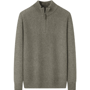 【含羊绒】庄吉男士羊毛衫2025秋冬新款双层领拉链半高领保暖毛衣