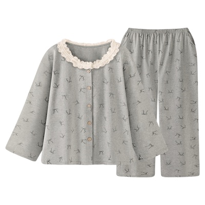 『乌云与蝶』复古风纯棉睡衣女款春秋冬新款长袖可外穿套装家居服