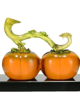 闯隆古法琉璃柿柿如意装饰品摆件