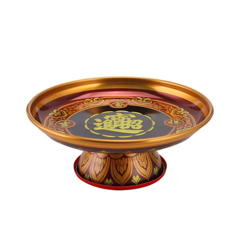 合金高脚果盘佛具用品拜神加厚盘