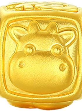 潮宏基生肖牛蛇鸡3D硬金黄金手链