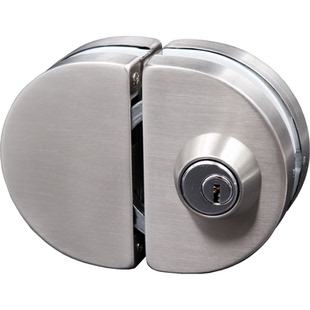 钢化玻璃门锁商铺推拉门锁免开孔U型锁单门双门无框玻璃地锁插销