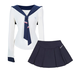 学院风辣妹套装女秋季新款t恤上衣百褶半身短裙小个子穿搭两件套