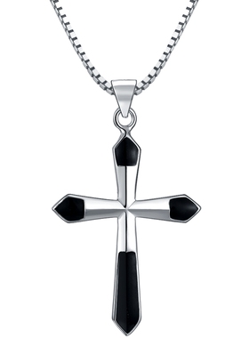 真纯银电白金十字架项链坠防变色