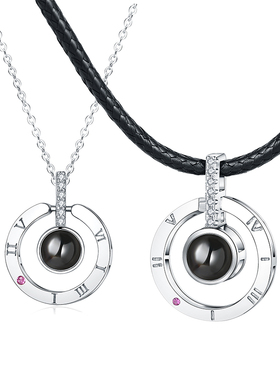 情侣项链一对纯银投影定制照片