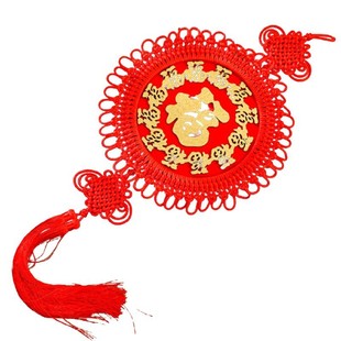 2024新款中国结福字装饰圆盘形客厅流苏挂件喜庆过年大红色吉祥结
