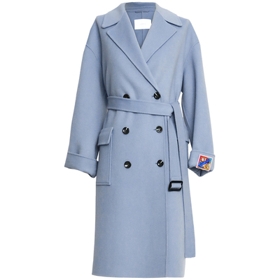 OBEG欧碧倩韩版双面呢气质羊毛大衣宽松系带冬外套10444080