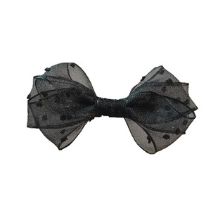 韩版黑色蕾丝蝴蝶结发夹弹簧夹半扎发一字夹顶夹大发夹后脑勺大号