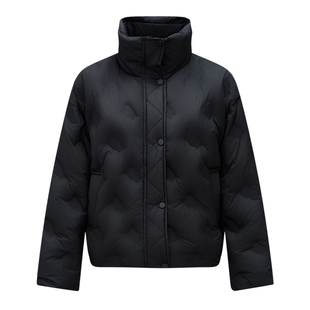 森马羽绒服女小个子轻薄短款千鸟格上衣宽松新款防水防风立领冬装