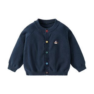 咔咔熊猫男童外套春季小宝宝针织开衫女孩上衣婴儿纯棉衣服儿童装