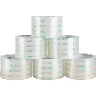 【6卷装】得力大卷透明胶带加宽单卷封箱胶带高粘度批发高透明大号胶布包装不留胶宽封口透明胶6厘米快递打包