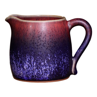 任晓飞公道杯 禹州神垕钧瓷非遗手工公道炭烧藏蓝釉分茶器茶具