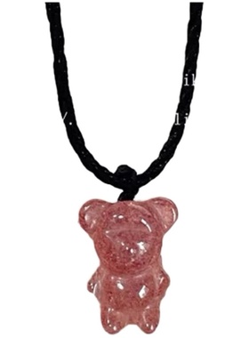 乔治姐姐复古粉色草莓小熊项链