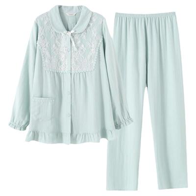 罗丝美秋冬新款 小翻领全开襟镶蕾丝长袖 高支纯棉婴儿纱11245