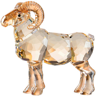 水晶羊摆件十二生肖小金羊书房桌面装饰品办公桌轻奢属相生日礼物