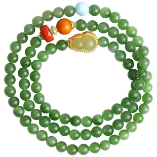 心斋堂【常慧】天然收藏冰底苹果绿碧玉手串玉石葫芦生日礼物妈妈